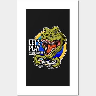 T-Rex gamer Posters and Art